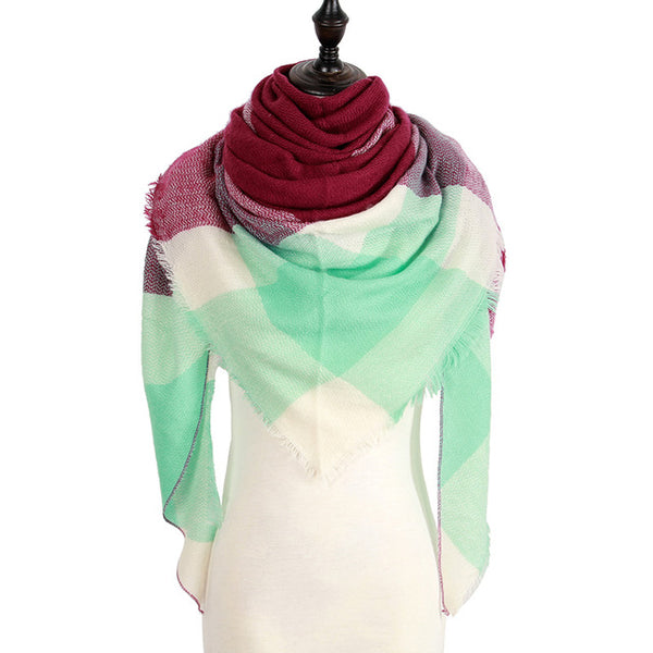 Wool Plaid Blanket Scarf