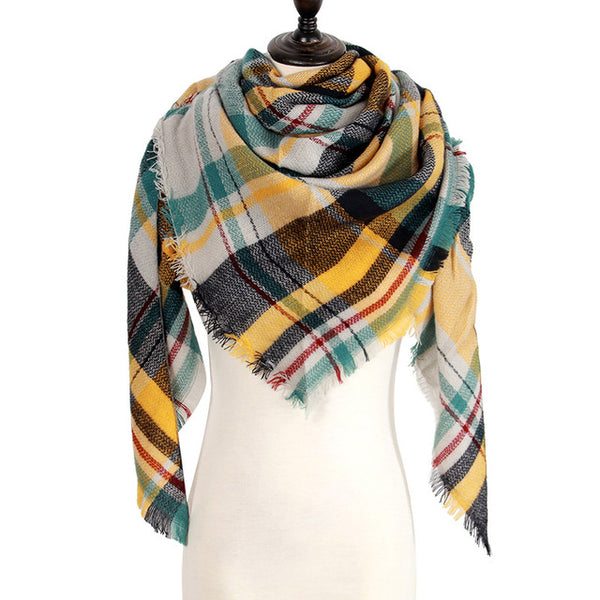 Wool Plaid Blanket Scarf