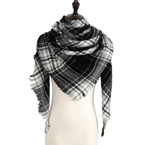 Wool Plaid Blanket Scarf