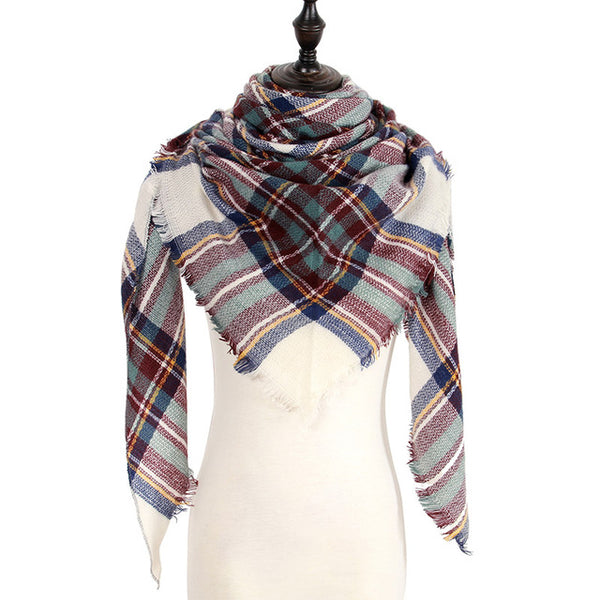 Wool Plaid Blanket Scarf
