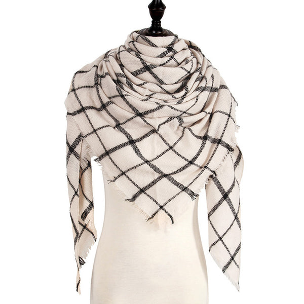 Wool Plaid Blanket Scarf