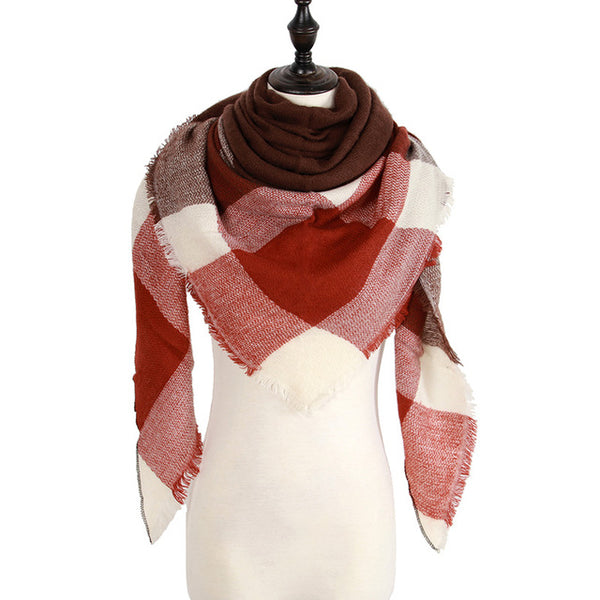 Wool Plaid Blanket Scarf