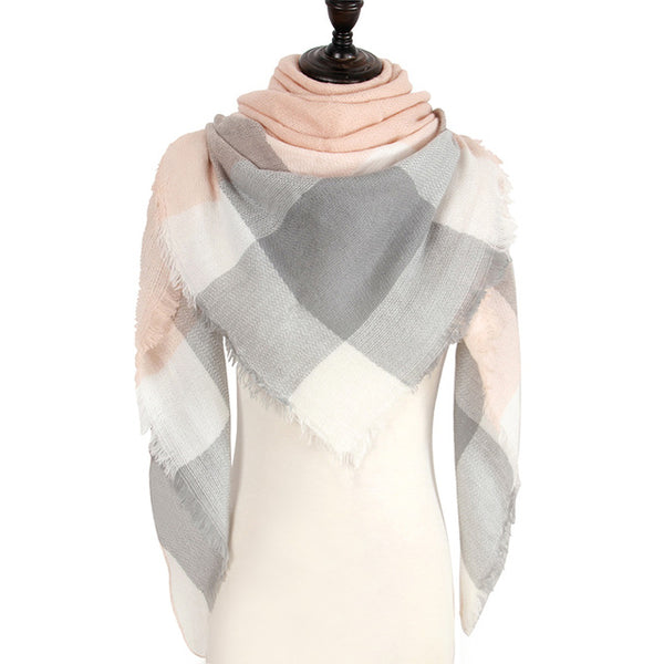 Wool Plaid Blanket Scarf