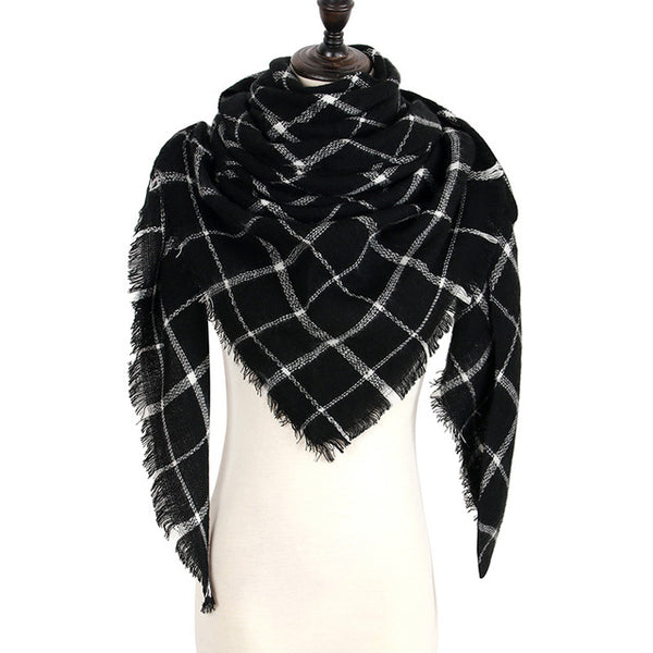 Wool Plaid Blanket Scarf